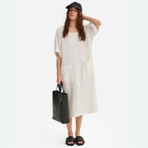 mate the label linen dress MATE the Label Organic Linen Button Front Dress White
